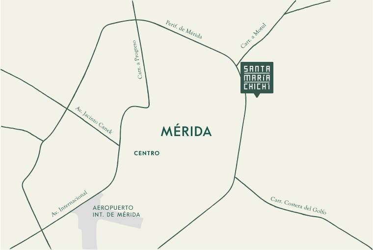 Mapa de ubicación de Santa María Chichí en Mérida
